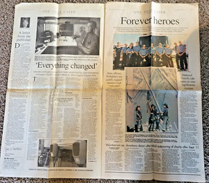 2 NEWSPAPER INSERTS - SEPTEMBER 11, 1 YEAR LATER- JOURNAL STANDARD FREEPORT IL