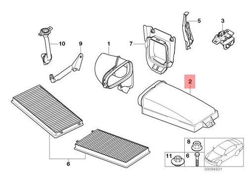 Genuine BMW E65 E66 E67 Cabin Air Channel Microfilter Right OEM ...