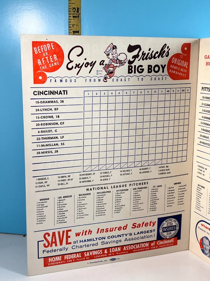 1958 Cincinnati Reds Baseball Program vs Pirates Unscored HIGH GRADE!🔥Robby MAZ - Image 2 of 4