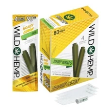 Wild H. Natural Wraps Rolling Papers 80 Total Wraps 20 Pouches (Honey Lemon)