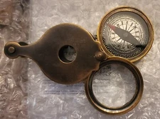 BRASS MAGNIFIER AND COMPASS COMBO FOR NAVIGATION