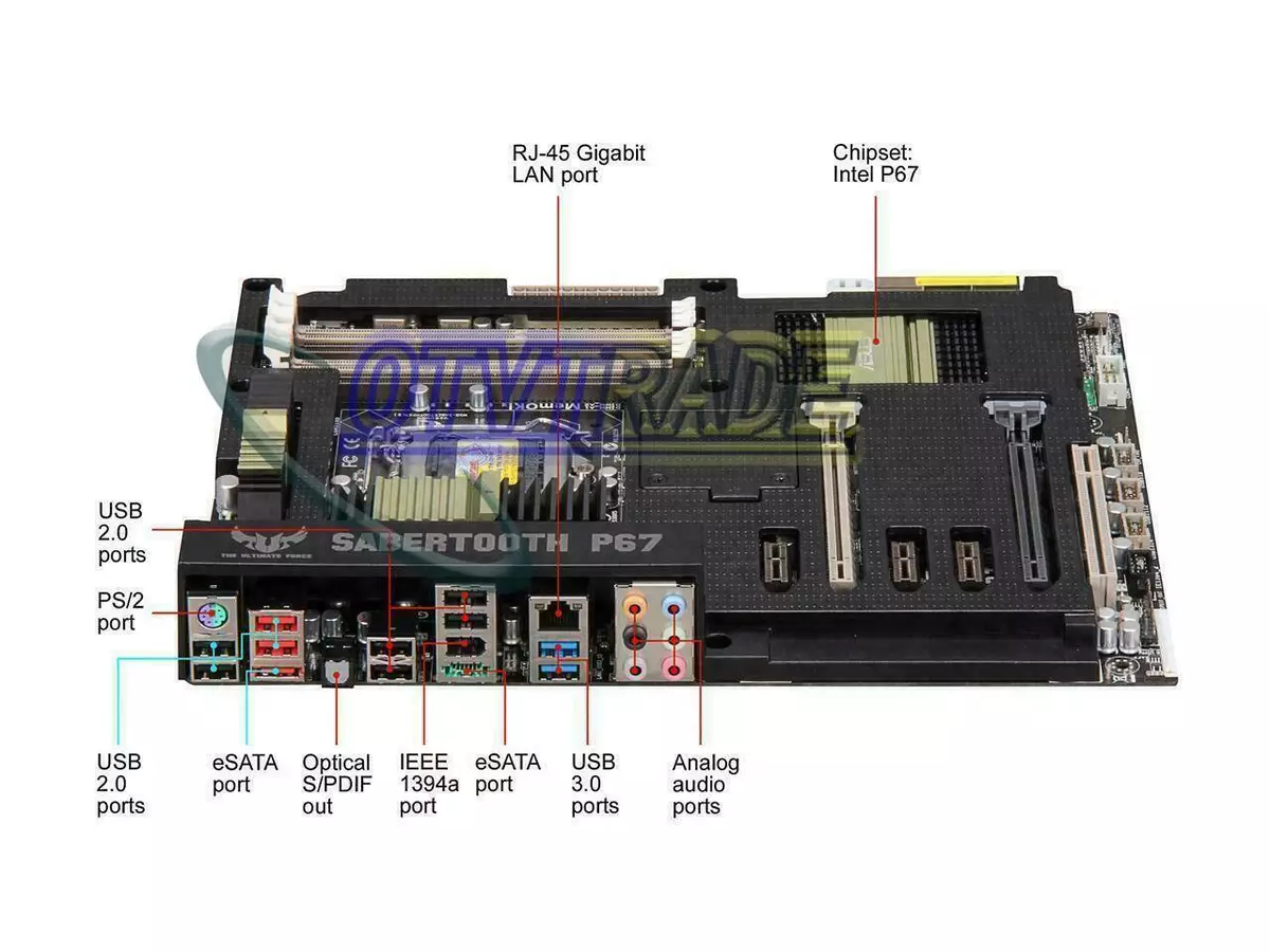 for ASUS SABERTOOTH P67 Motherboard ATX Intel DDR3 LGA 1155: P67 VGA+DVI