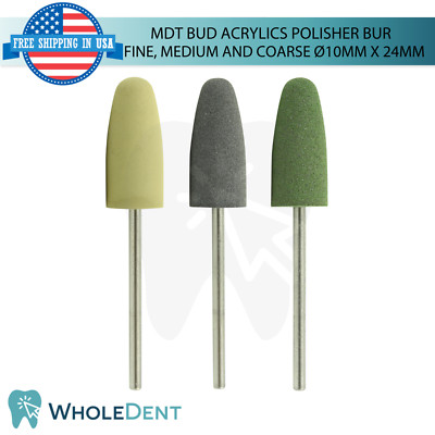 Dental MDT Bud Acrylics Polisher Bur Ø10.0mm X 24.0mm Smoothing Pre-Polishing