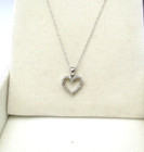 10K White Gold 18 Diamond Heart Pendant Necklace 19" [N108] — photo 8
