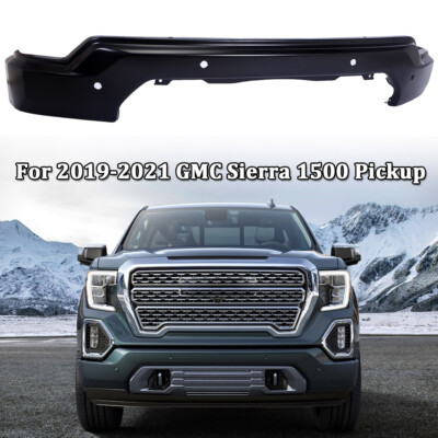 New Black Front Bumper Face Bar W/ Sensor Holes For 2019-2021 GMC Sierra 1500