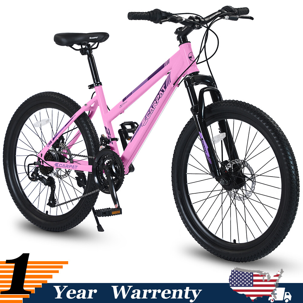 24" Mountain Bike 21 Speeds w/ Dual Disc Brakes & Front Suspension Bicycle