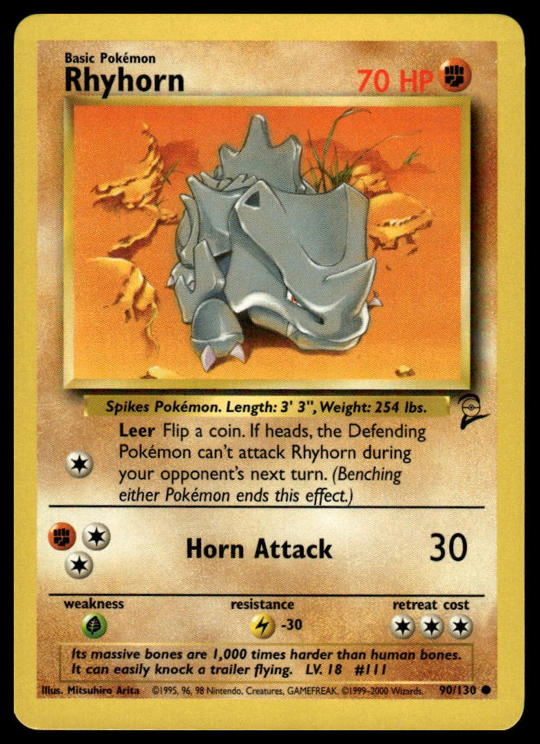 Pokemon Base Set 2 90/130 Rhyhorn
