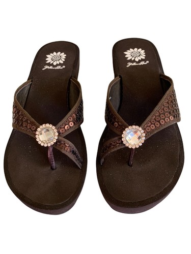 brown bling flip flops