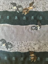 Vintage Japanese Kimono Fabric Shishi Lion Kotobuki Tapes Muslin Cloth Crafting