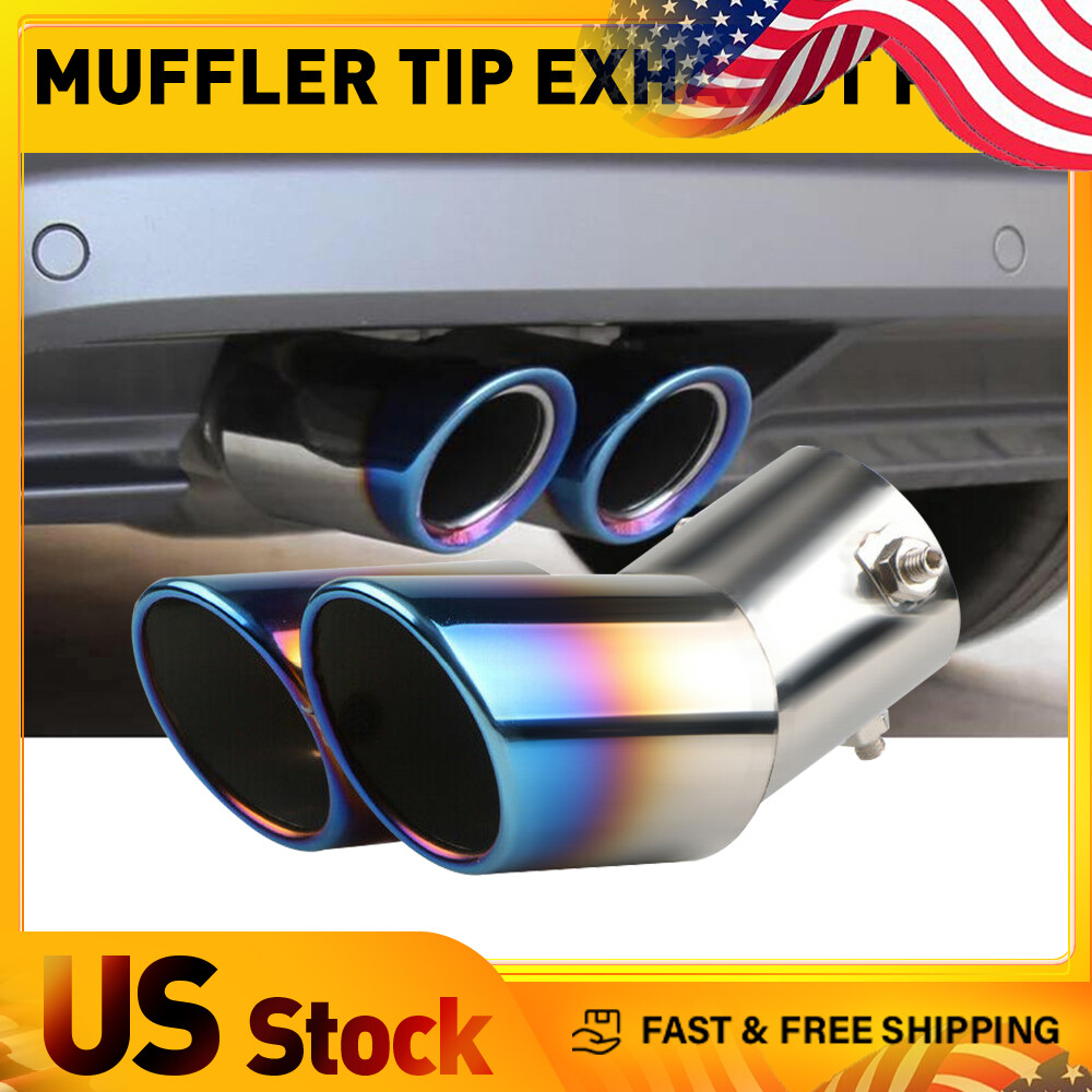 Dual Exhaust Pipe Auto SUV Car Rear Tail Muffler Tip Throat Tailpipe Accessories