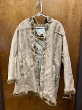 Women "cherokee" Camel Color Faux Fur Lining Hood Suede Coat Size Xl. Prev. Own