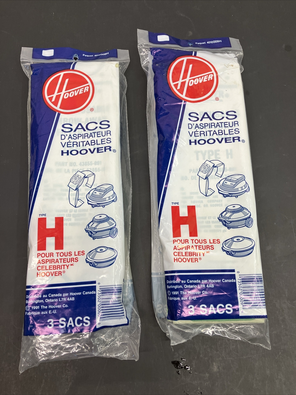2 Hoover Type H Vacuum Bags for Canisters 3 Pack Genuine Hoover New
