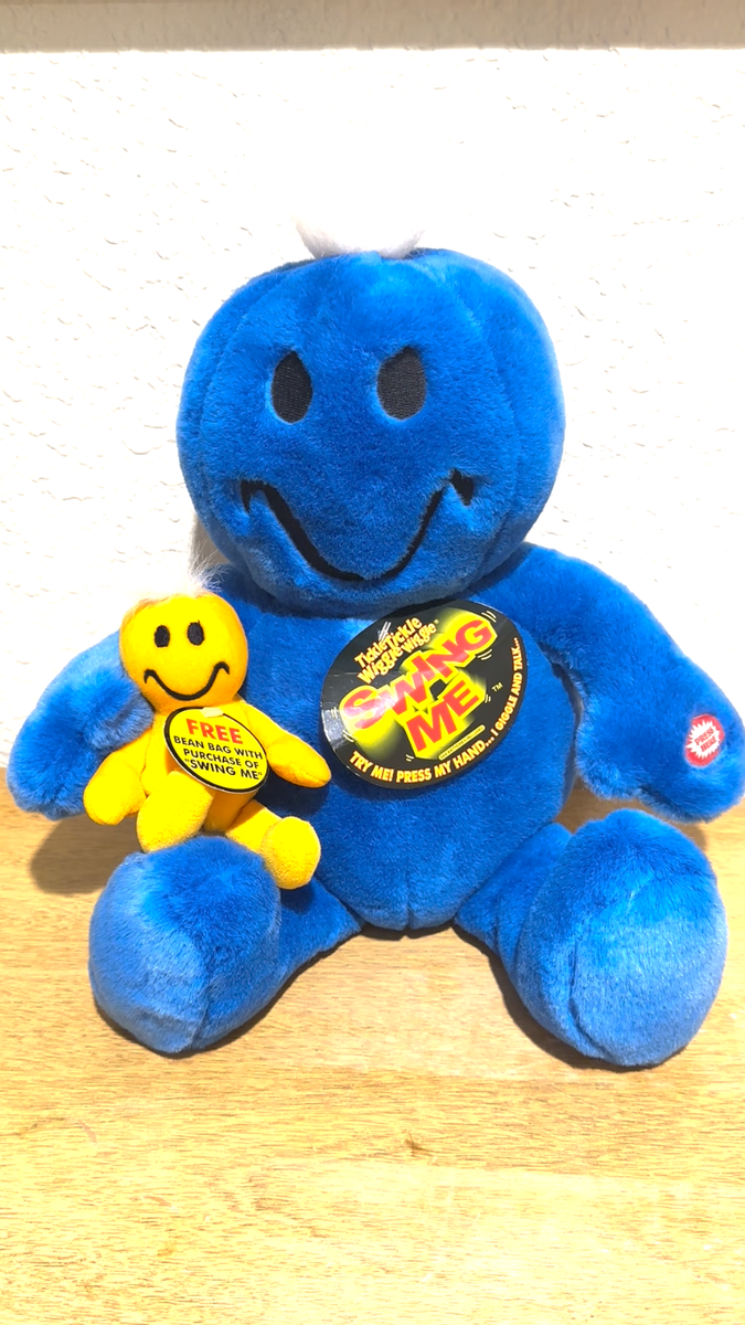 DanDee Tickle Wiggle SWING ME Plush Happy Face Smiley Talking Blue