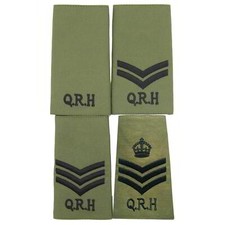 QUEENS ROYAL HUSSARS QRH OLIVE PCS RANK SLIDES-PAIR BRITISH CAVALRY
