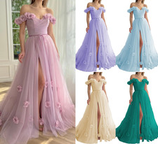 Off Schulter Ballkleid Lange 3D Blume formell...