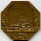 FRANCE 1938 JEAN CHARCOT POLAR EXPLORER POURQUOI-PAS BRONZE RESTRIKE MEDAL 56MM
