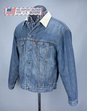 Levis Denim Jacket Standard Trucker Blanket Lined 70518 Men's Size Medium VTG