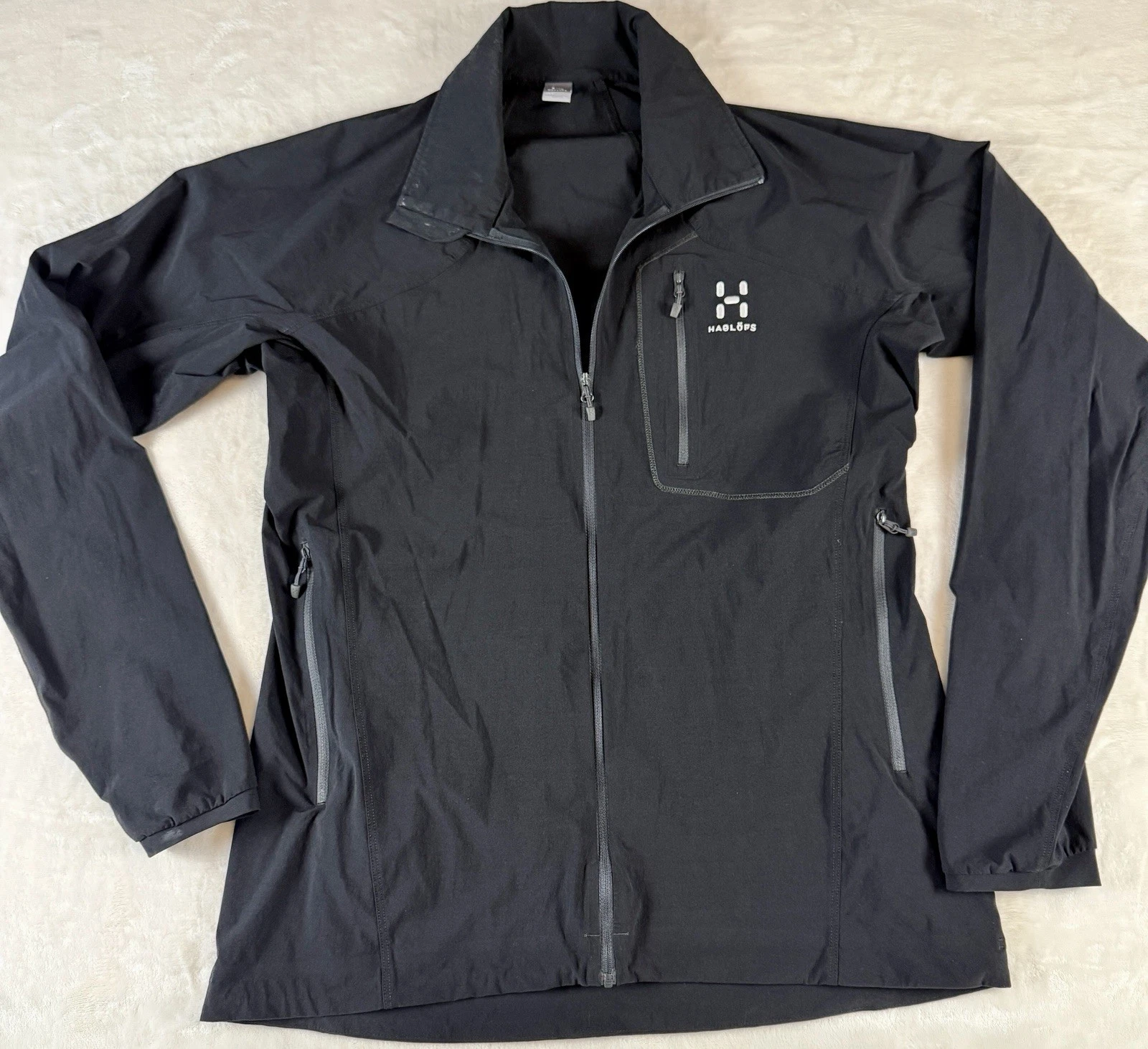 Haglofs Mens Softshell Jacket Black Full Zip Lightweight Outdoor Size XL
