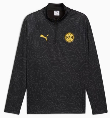 PUMA Warm Up 1/4 Zip Top Schwarz Gelb Sample Edition