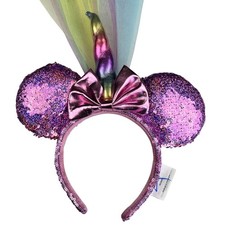 Disney Minnie Mouse Sequin Princess Veil Rainbow Unicorn Ears Headband