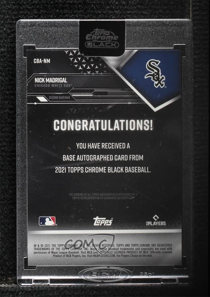2021 Topps Chrome Black Green Refractor /99 Nick Madrigal #CBA-NM Rookie Auto RC - Image 2 of 2