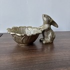 Goldfarbener Metallhase mit Schale Osterhase Made in India Schmuck Snack Schlüsselschale