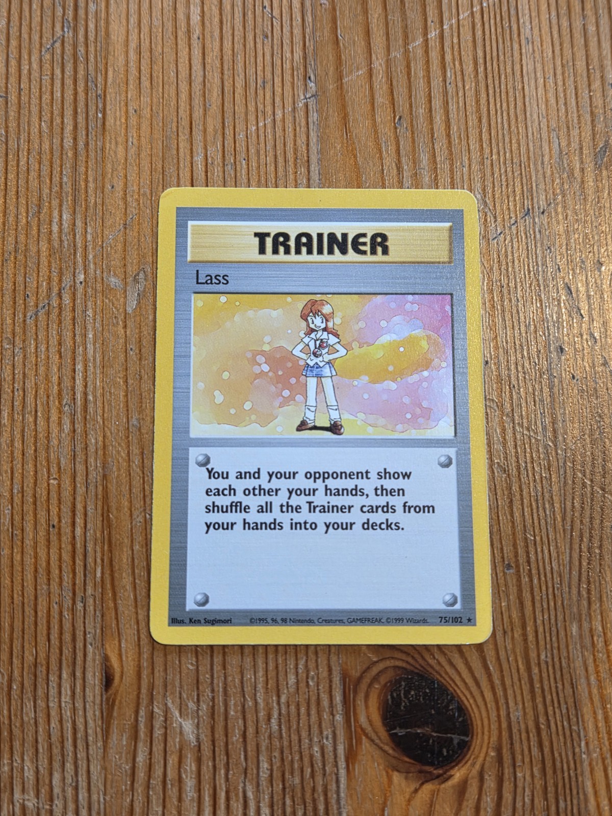 Pokemon Lass Trainer Card Base Set #75/102 Rare Card WotC 1999 LP
