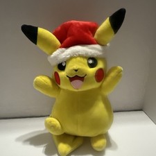 Pokemon Pikachu Plush With Santa Hat Holiday Christmas 9"
