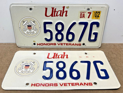 Utah Honors Veterans Coast Guard VTG 2002 Pair 5867G