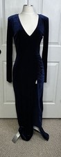 Fashion Nova Love Sex Magic Velvet Dress Womens Large Dark Blue Maxi High Slit