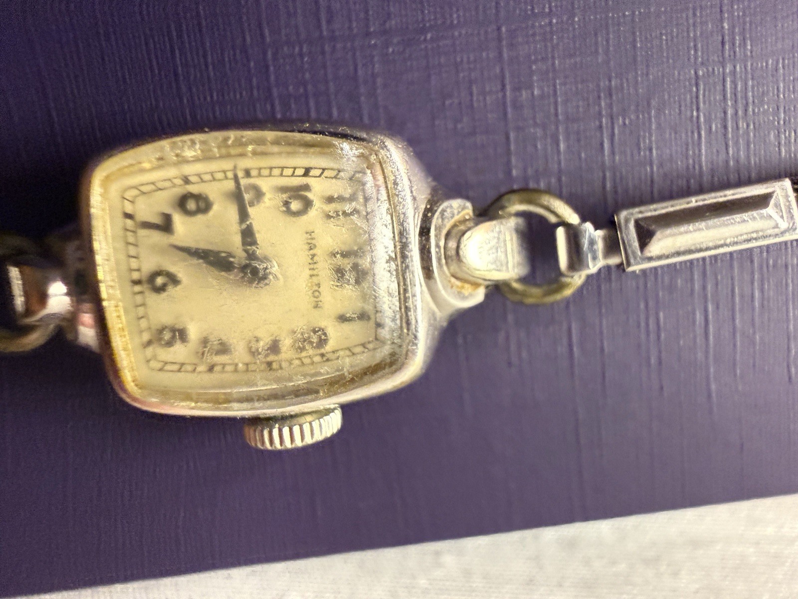 Hamilton Rectangular Women's Wristwatch Silver Br… - image 2