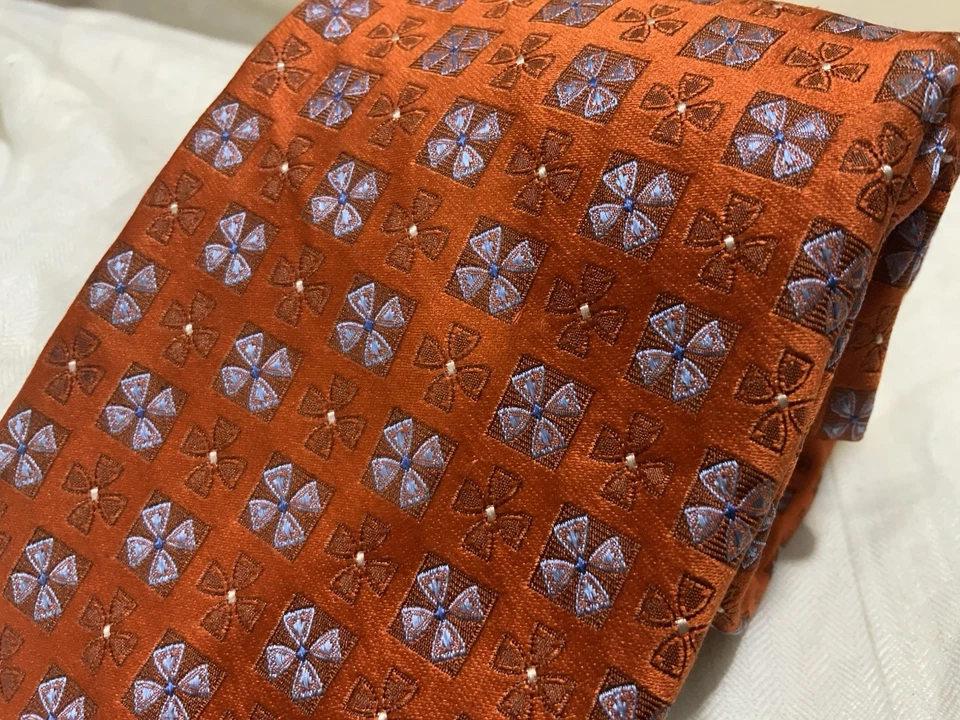 Corbata Robert Talbots Best Of Class Naranja Geométrica Seda Estampada Hombre’s PEC Foto 2 de 4