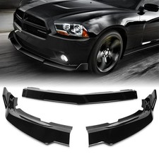 3pc Front Bumper Lip Spoiler Splitter Kit 2011-2014 Dodge Charger Painted Black