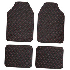 COLINOO Luxury Leather Car Mats Universal Fit Car Floor Mats All Weather Black