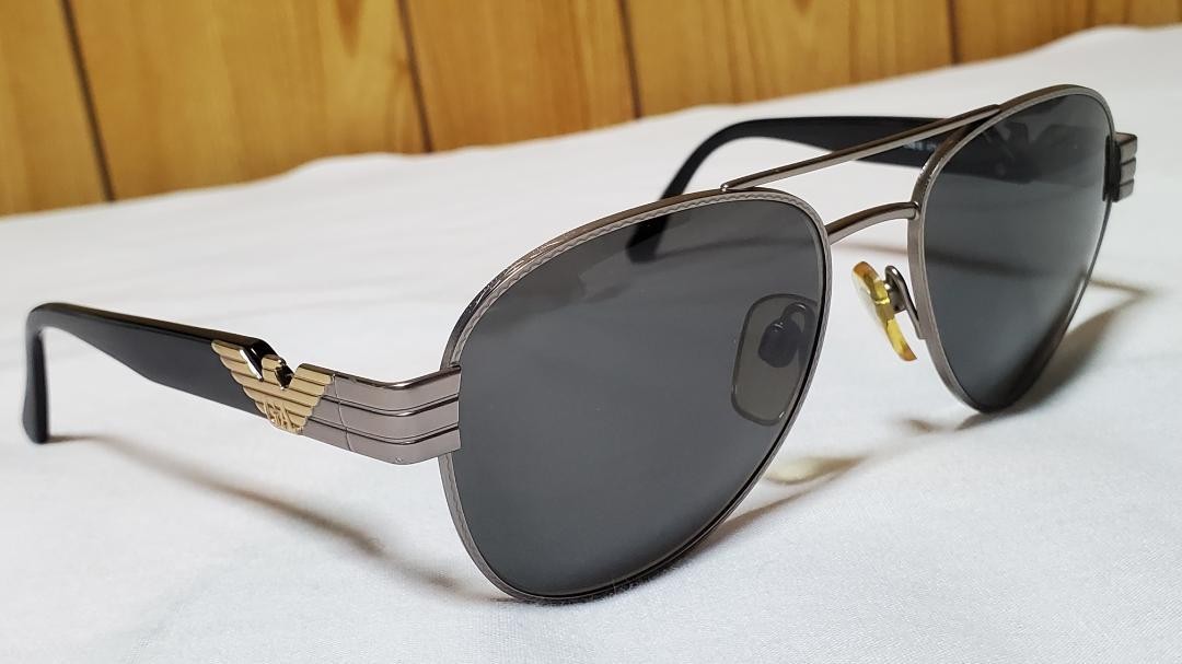 Genuine Rare Armani Eagle Combi Logo Teardrop Metal Sunglasses Black