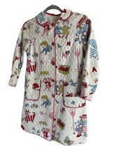 Vintage Quilted Print Robe Sz M Girls Chest 34  1960  s Animated Bunny Cats Cows