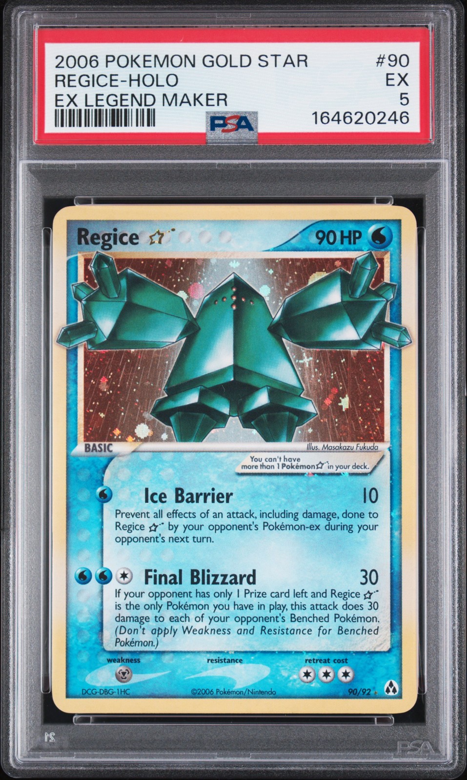 2006 POKEMON EX LEGEND MAKER GOLD STAR #90 REGICE-HOLO PSA 5