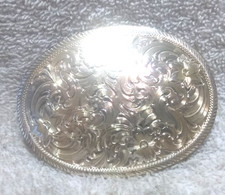 Montana Silversmiths Silver Flower Filigree Oval Engraved Buckle Silver Plate  