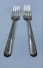 Towle Sterling Silver 6 5/8" Ornate Floral Handle Fork Set 2 pcs 74.5g