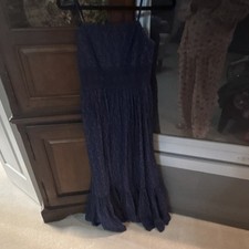 Navy Blue Lace Sleeveless Solid Long Maxi Dress for Women Regular Size