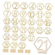 30 Pieces Wood Table Numbers, 1-30 Wedding Reception Stands Numbers with Base
