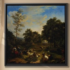 Pastoral Animal Oil Painting Canvas Farmhouse Wall Art Rustic Landscape Decor