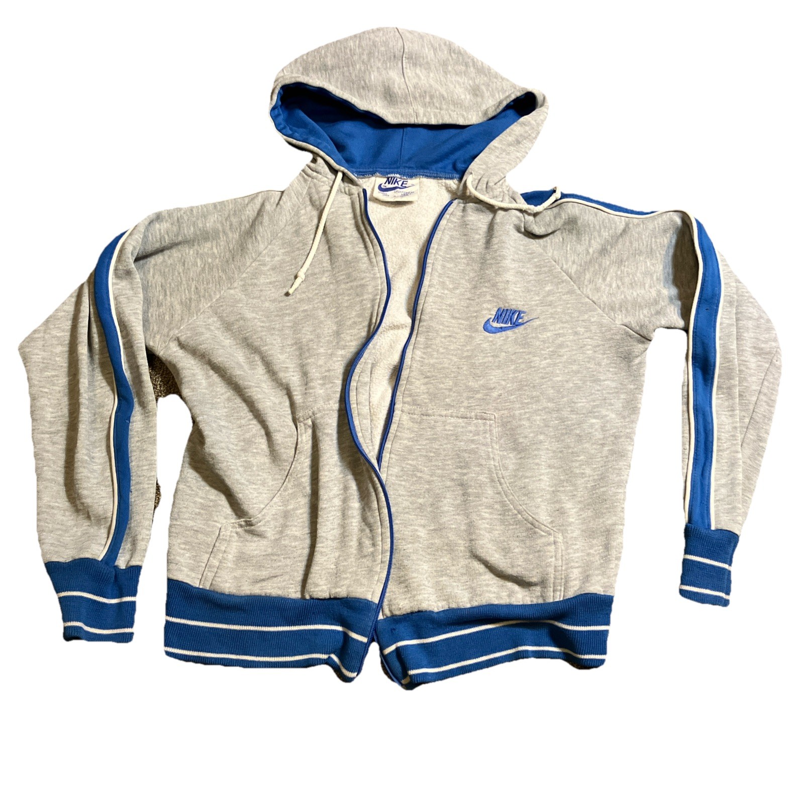 Vintage 70s 80s Nike Full Zip Hoodie Men's Size Small Blue Tag