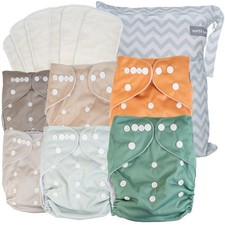 Cloth Diapers 6 Pack with Inserts  Wet Bag Reusable Adjustable Fit for Babies
