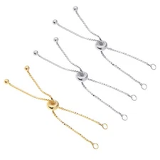 Over 925 Sterling Silver Adjustable Extender Chain with Pearls