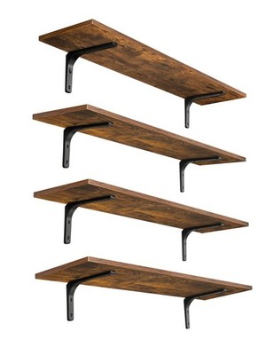 DINZI LVJ 31.5 Inch Floating Wall Shelves Set of 4, Rustic Brown