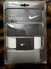 NIKE UNISEX WEB BELT 3 IN 1 PACK BLACK/GREY/WHITE CUT TO FIT SIZE UP TO 42 NIB