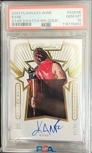 Kane 2024 Panini Flawless WWE Star Swatch Signatures Gold #10/10 WWE PSA 10