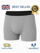 Mens Reusable Incontinence Pants Washable Underwear XS-8XL Absorbent Grey Black