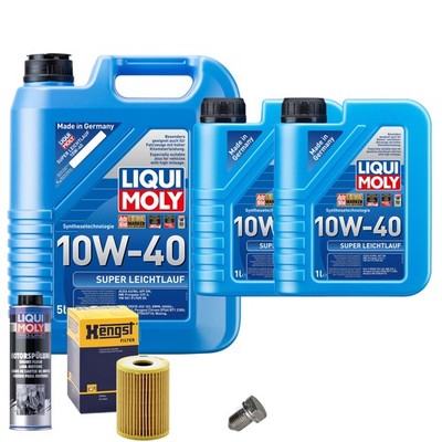 Motoröl 10W40 LIQUI MOLY 7L+HENGST Ölfilter+Spülung+Ölablassschraube